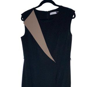 Calvin Klein cocktail work Sheath dress Black Tan Size 12
